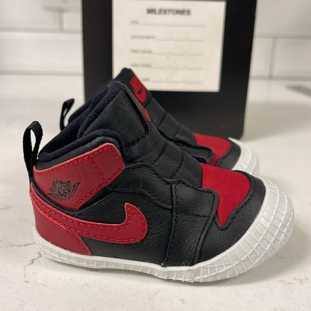 2019 Air Jordan 1 Crib Bootie 'Banned' Size 3C AT3745-023 Red & Black